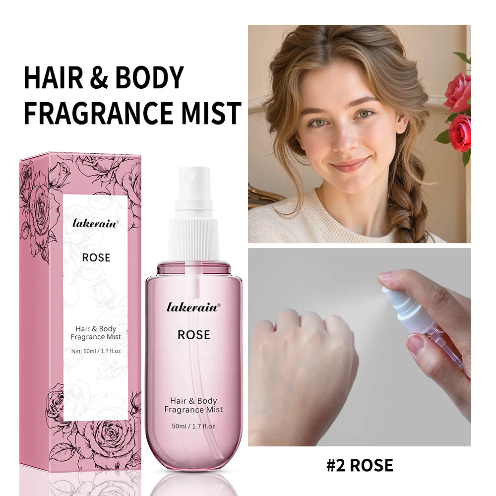 Lakerain 50ml Vanilla Rose Hair & Body Fragrance Mist Spray