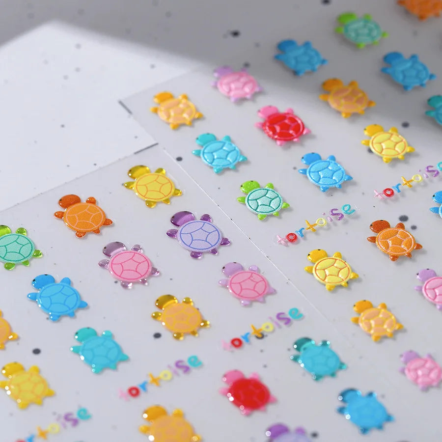 5D Embossed Turtle Nail Stickers – Frosted 3D DIY Decals