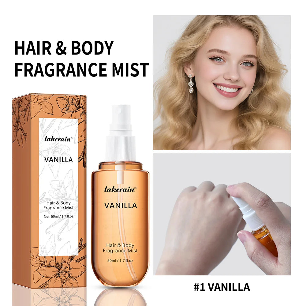 Lakerain 50ml Vanilla Rose Hair & Body Fragrance Mist Spray