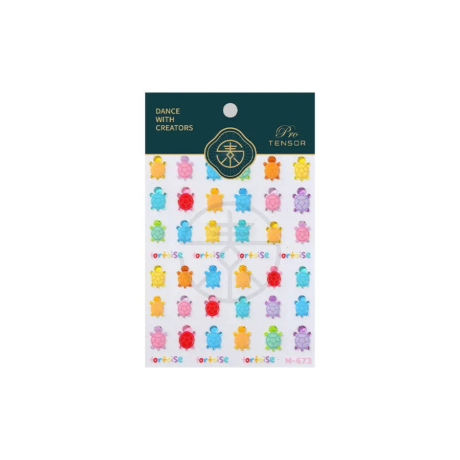 5D Embossed Turtle Nail Stickers – Frosted 3D DIY Decals