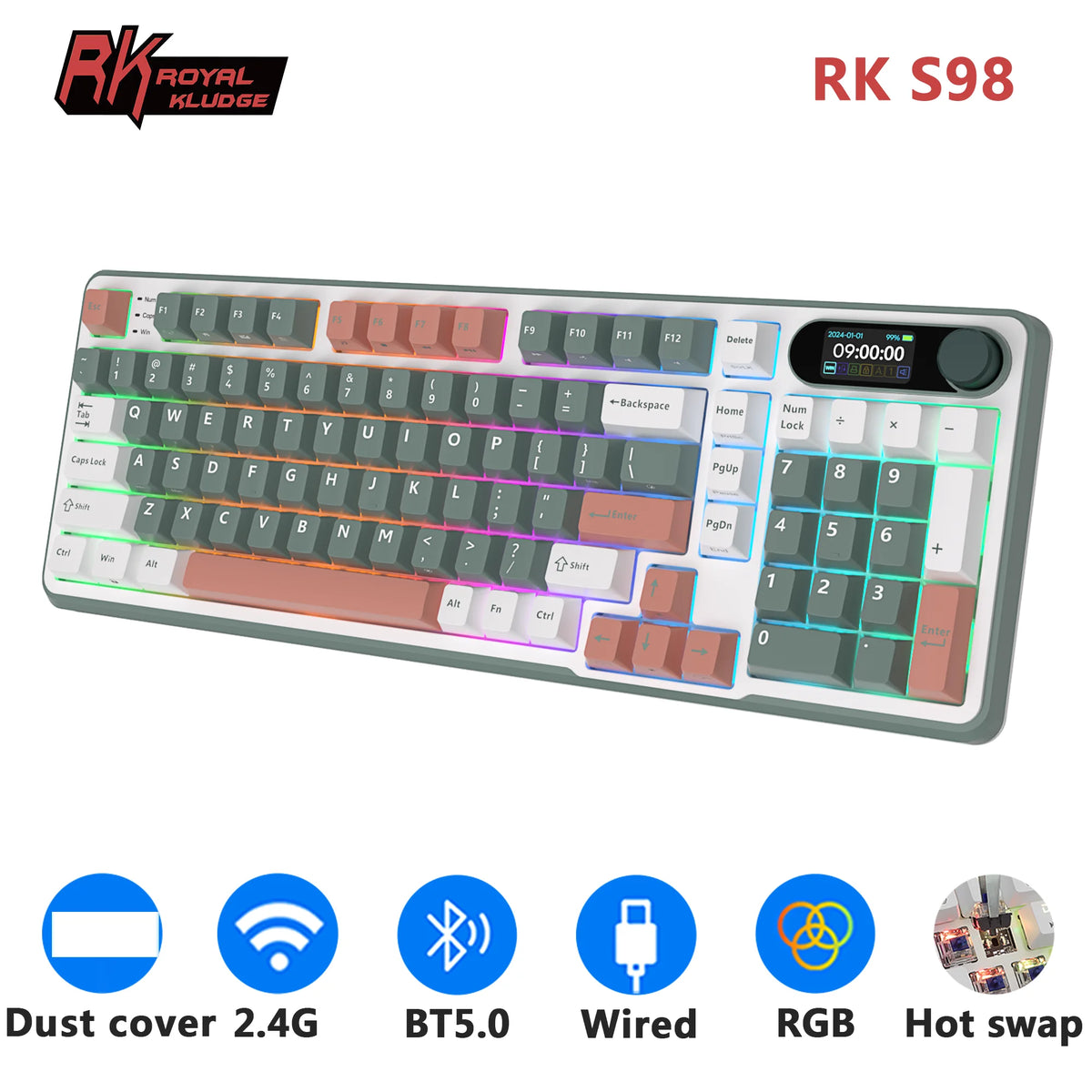 Royal Kludge RKS98 96% French Wireless Mechanical Keyboard RGB