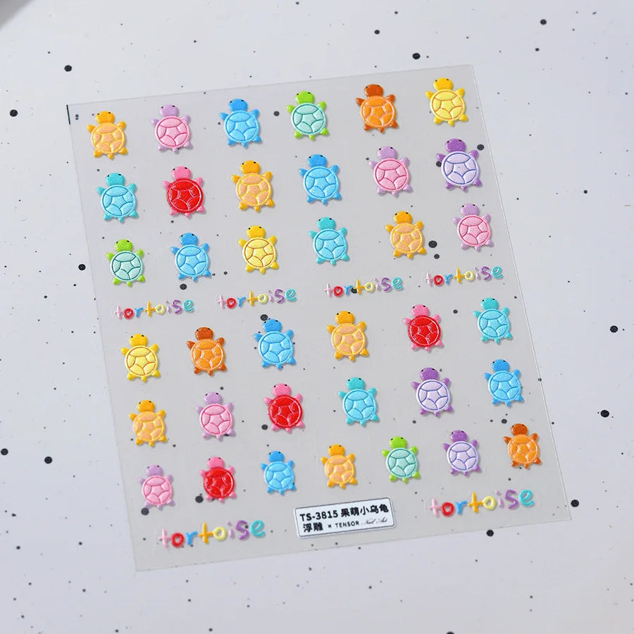 5D Embossed Turtle Nail Stickers – Frosted 3D DIY Decals