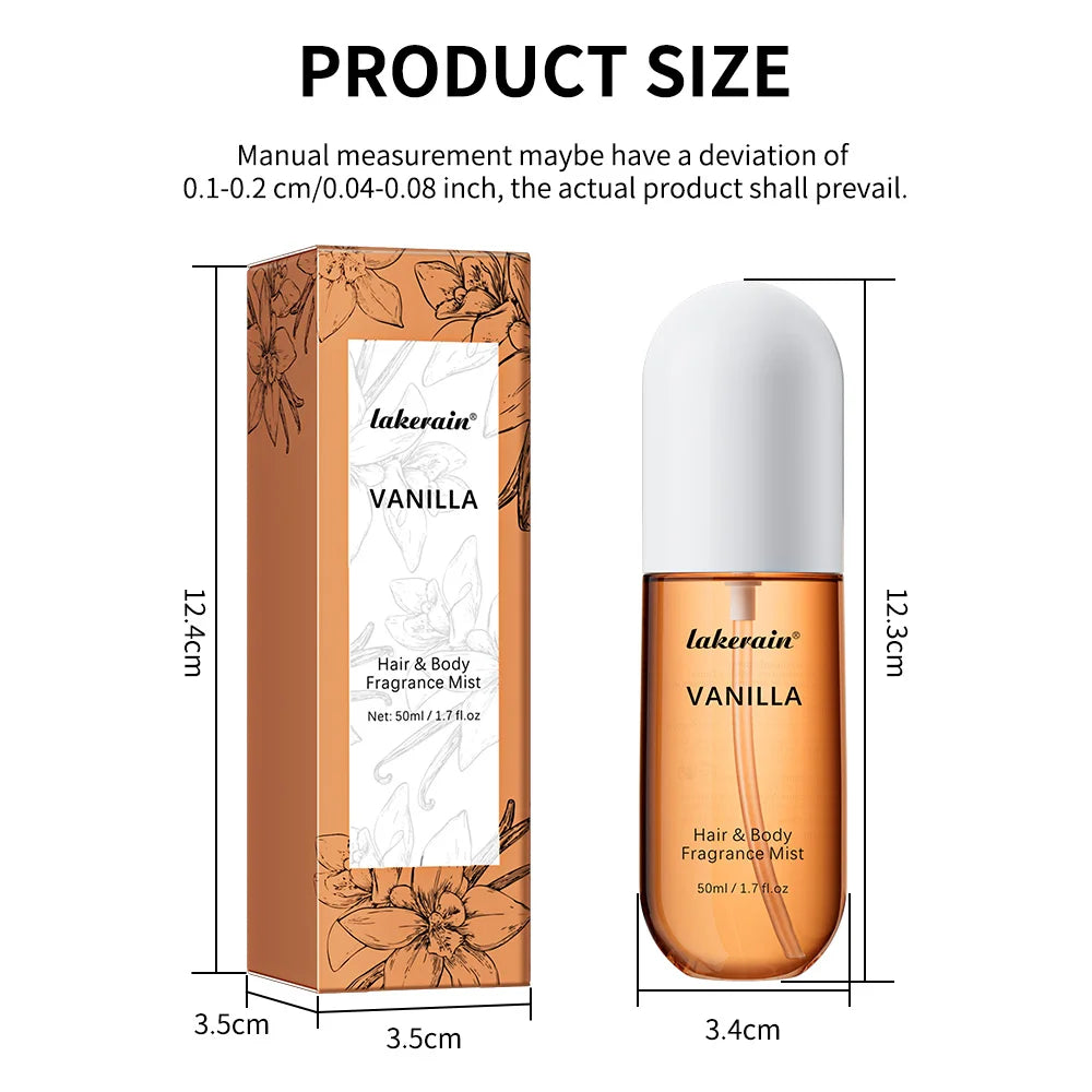 Lakerain 50ml Vanilla Rose Hair & Body Fragrance Mist Spray