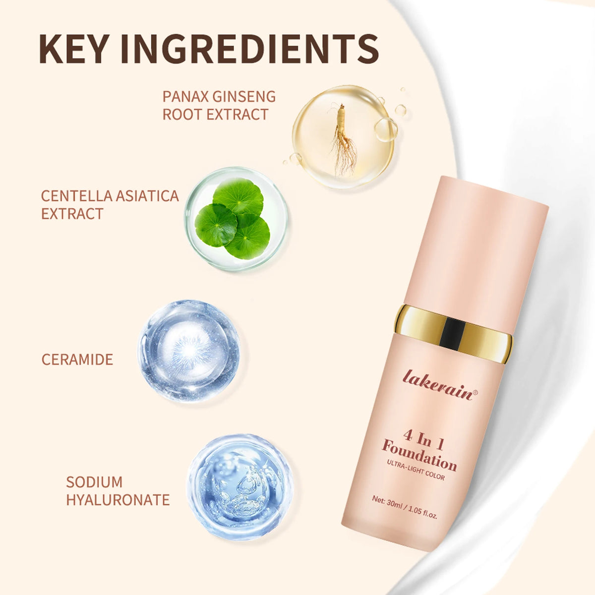 Lakerain 4-in-1 Color Changing Foundation SPF 30 – 30ml