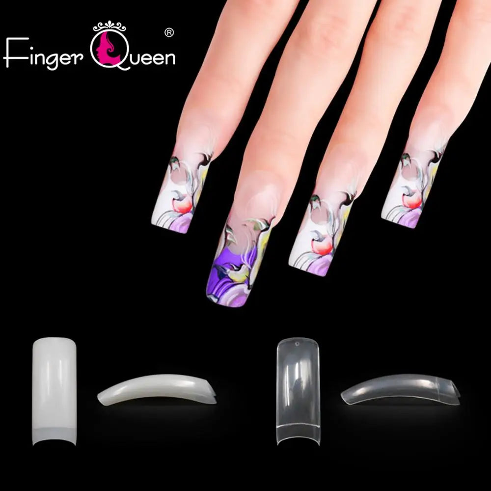 100PCS Half French Coffin False Nails – Natural & Clear Tips