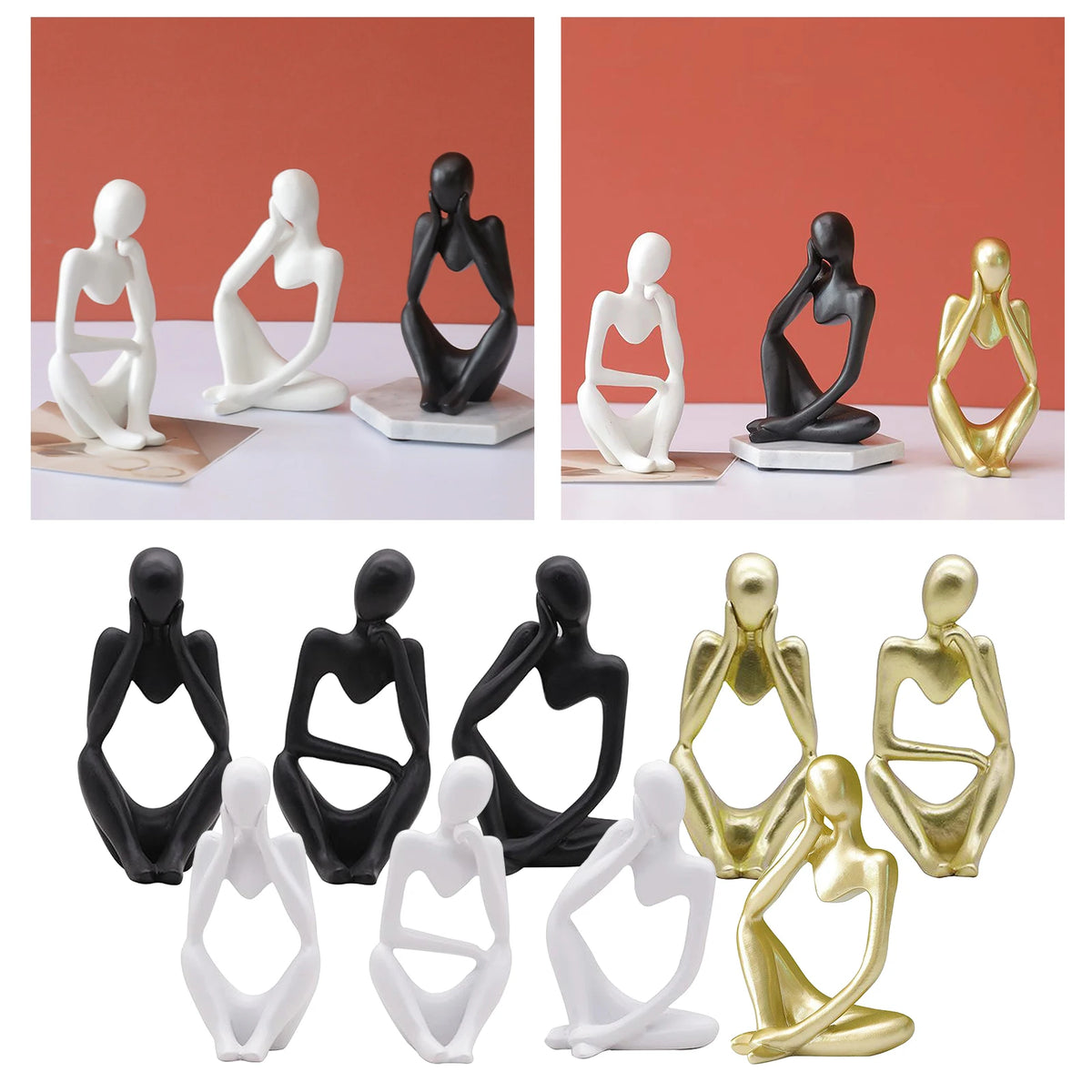 Abstract Thinker Resin Statue – Modern Home Décor Figurine