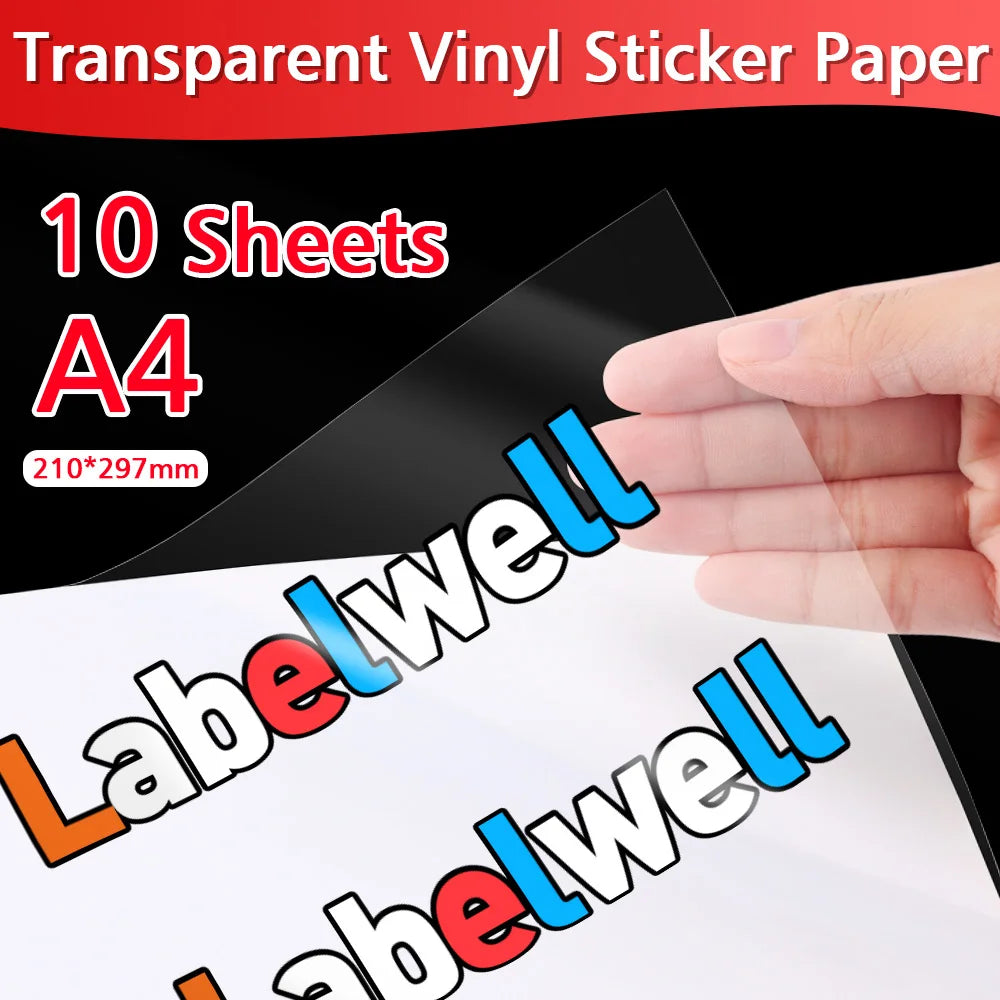 A4 Printable Vinyl Sticker Paper 10 Sheets – Waterproof Inkjet