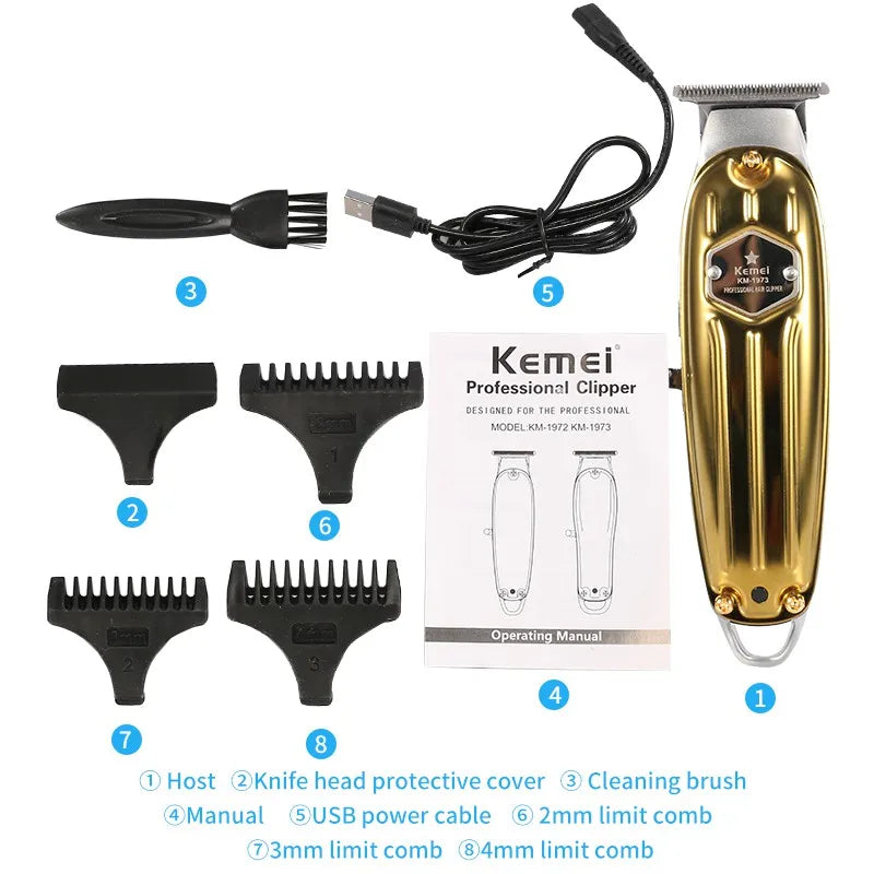 Kemei KM-1973 All-Metal Cordless Hair Clipper & Beard Trimmer