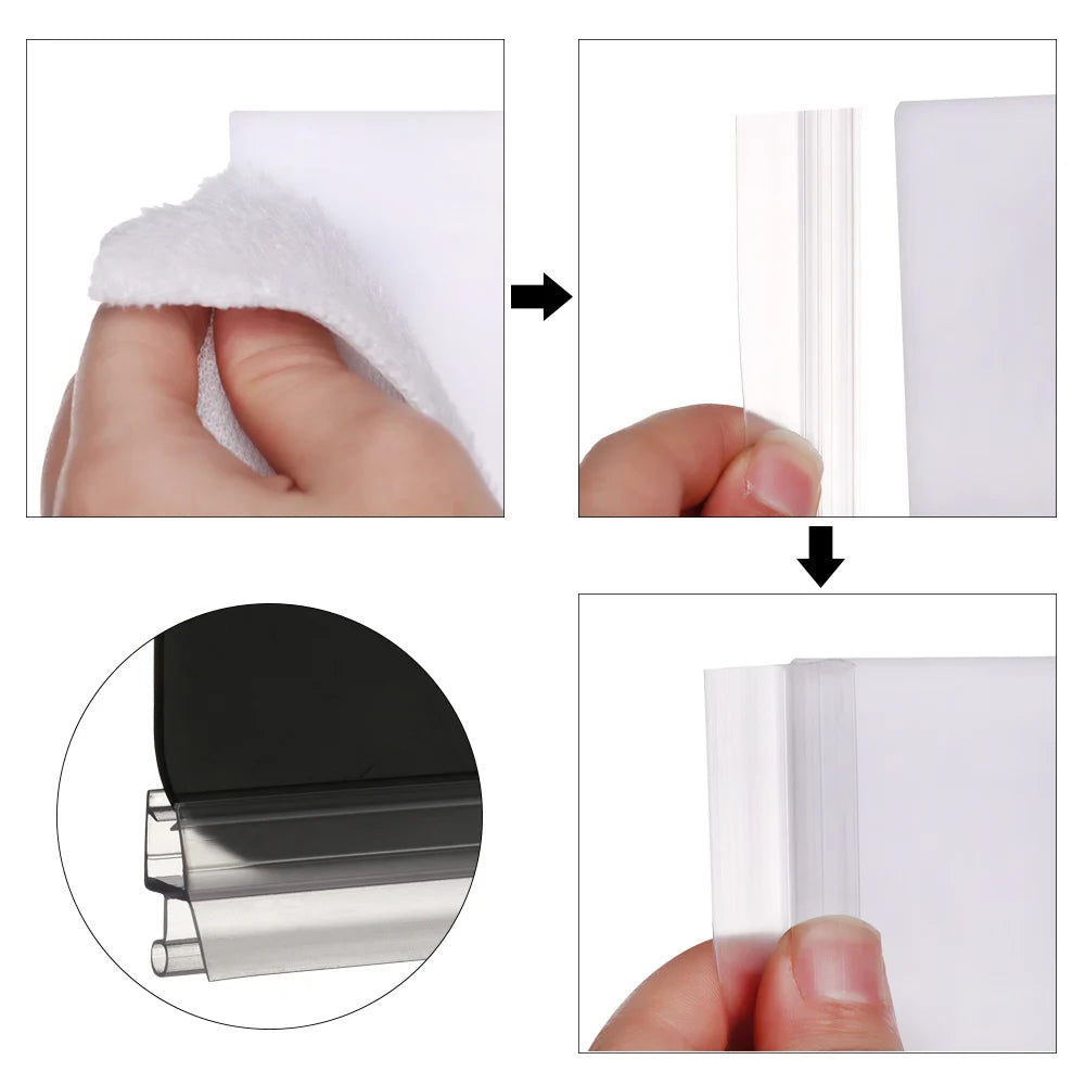 Transparent PVC Shower Door Seal Strip 4–12mm Glass Weatherstrip