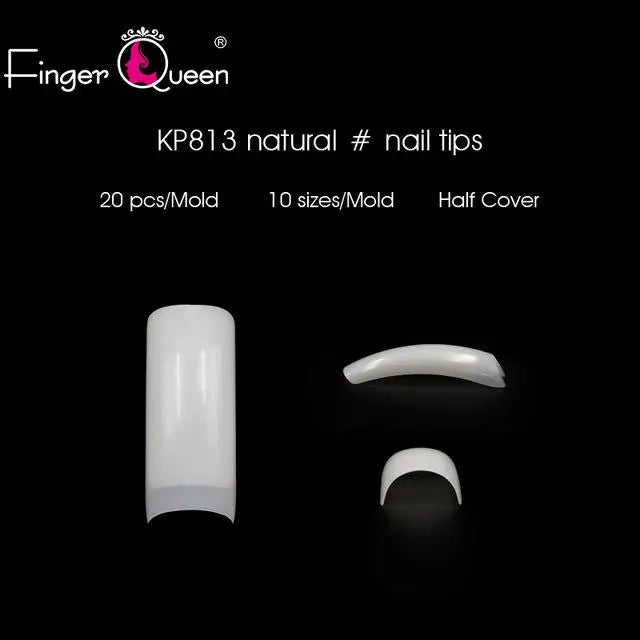 100PCS Half French Coffin False Nails – Natural & Clear Tips