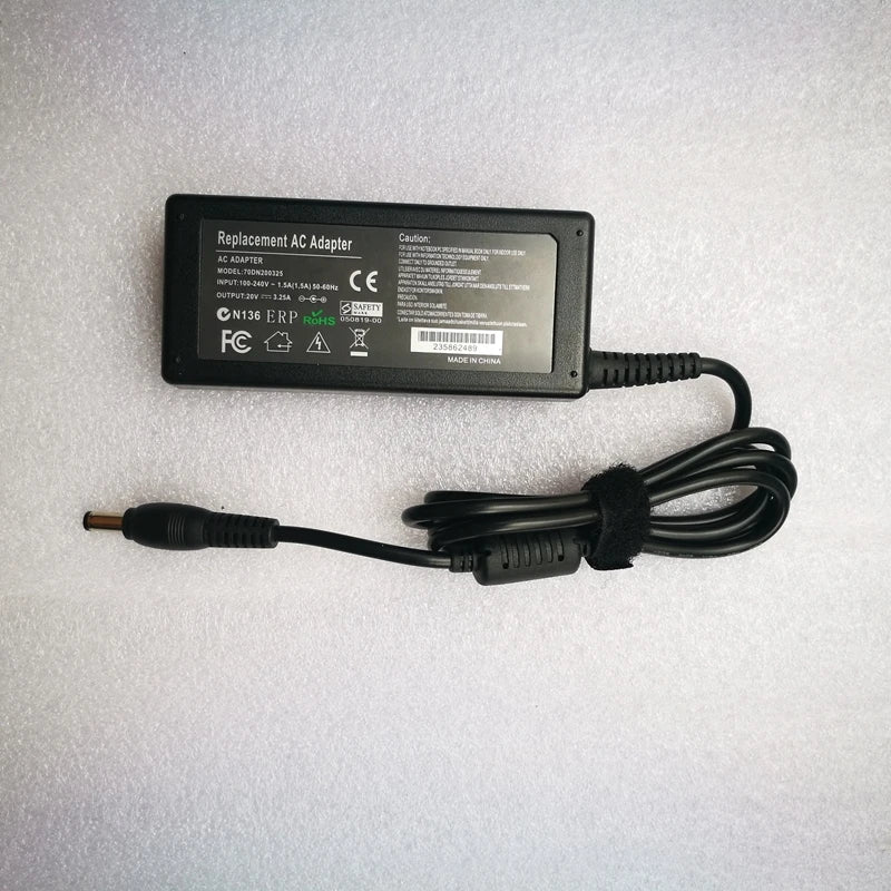 20V 3.25A Laptop Charger for Lenovo G460 G570 B570 Z500