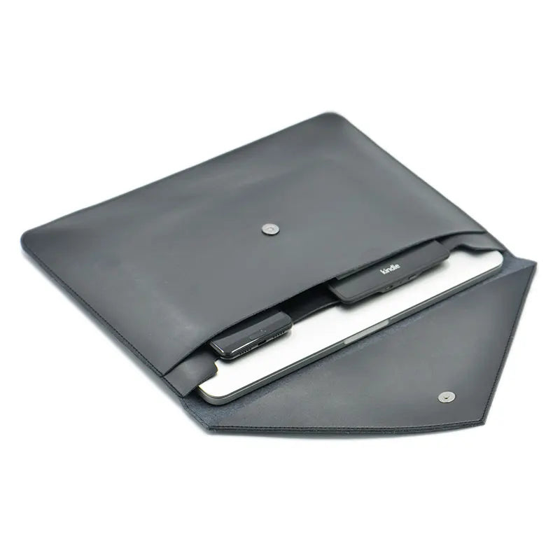 Quoko PU Leather Laptop Sleeve 13–16" MacBook Pro Air Dual Pocket