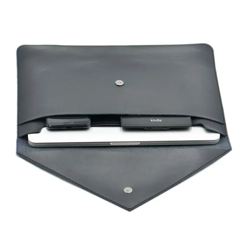 Quoko PU Leather Laptop Sleeve 13–16" MacBook Pro Air Dual Pocket
