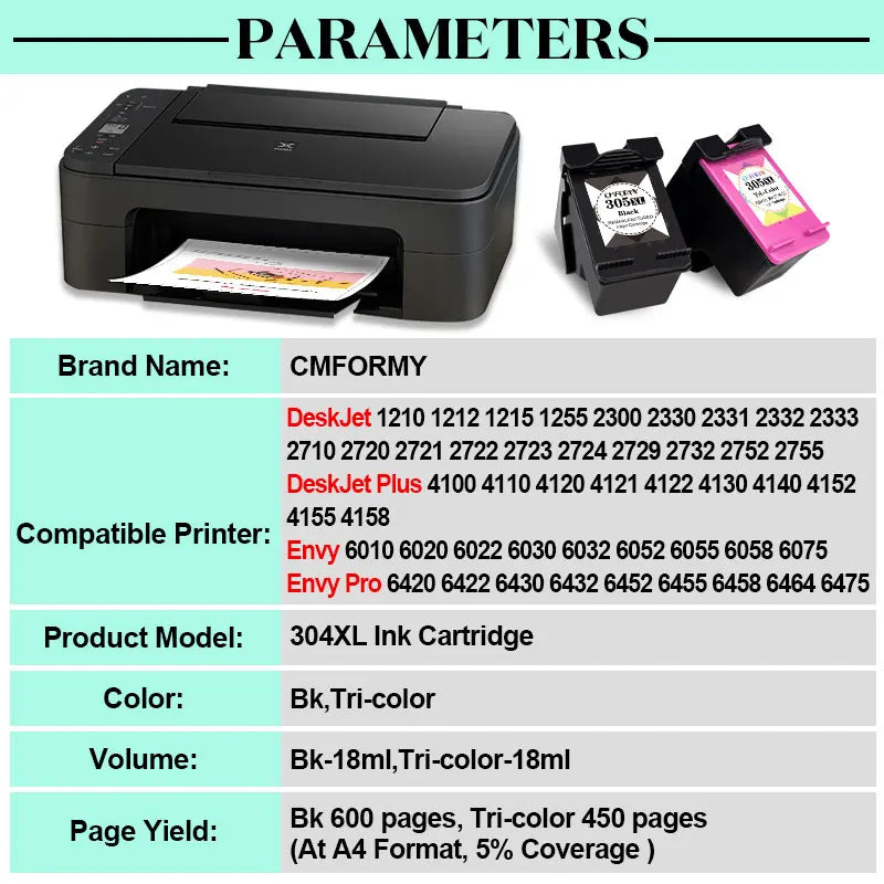HP 305XL Compatible Ink Cartridge – Black & Tri-Color Replacement