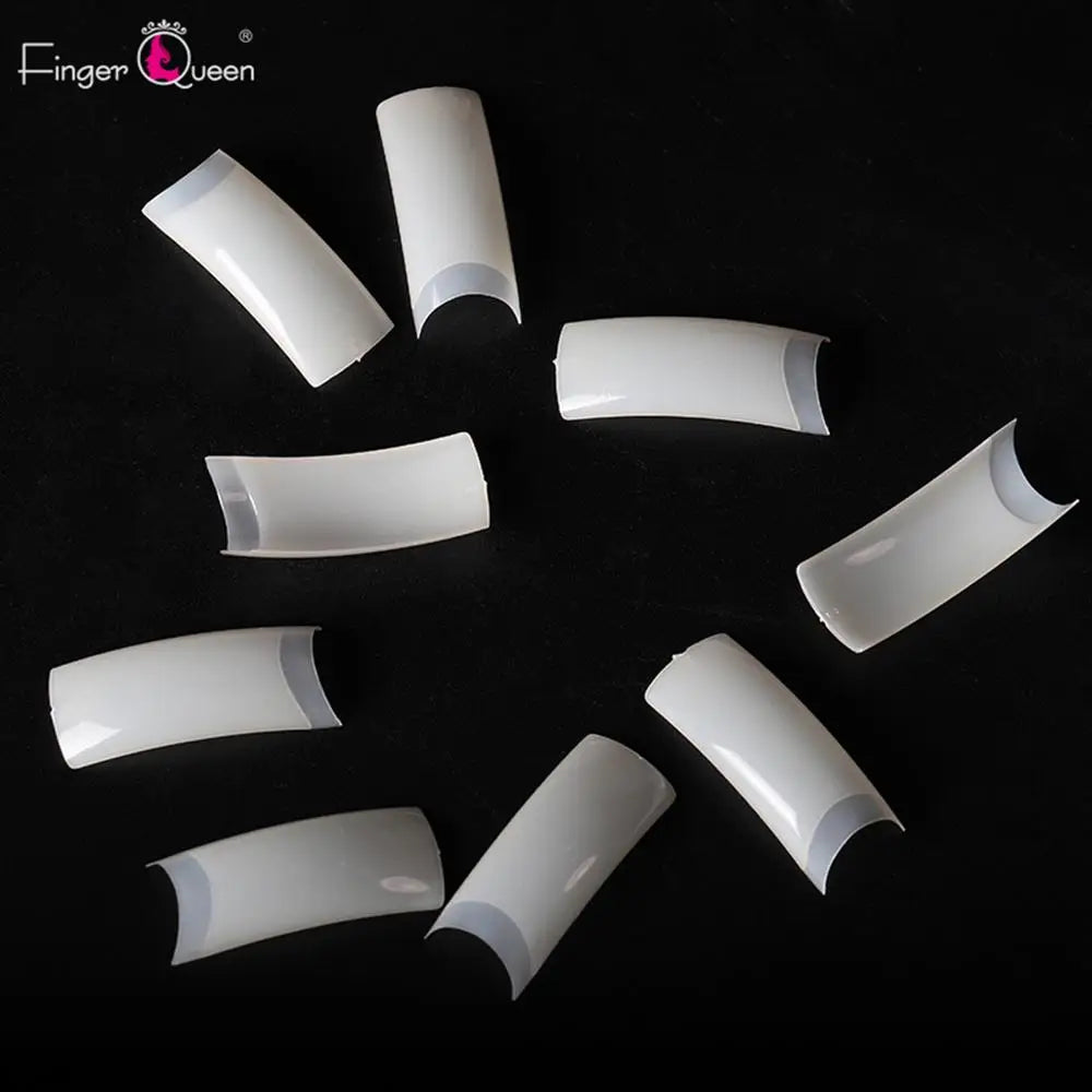100PCS Half French Coffin False Nails – Natural & Clear Tips