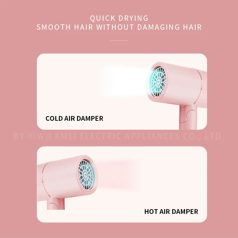Kemei Negative Ion Hair Dryer – Foldable 2000W Pink