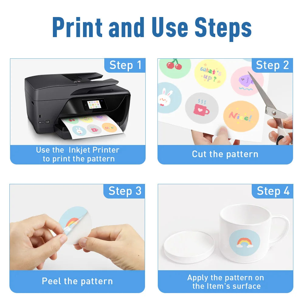 A4 Printable Vinyl Sticker Paper 10 Sheets – Waterproof Inkjet