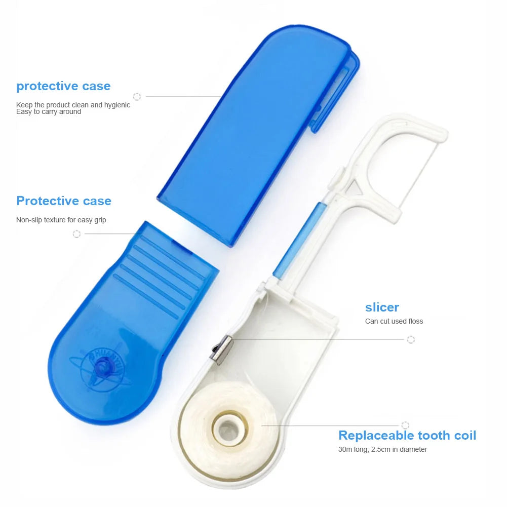 Replaceable Dental Floss Holder + 30M Ultra-Fine Floss