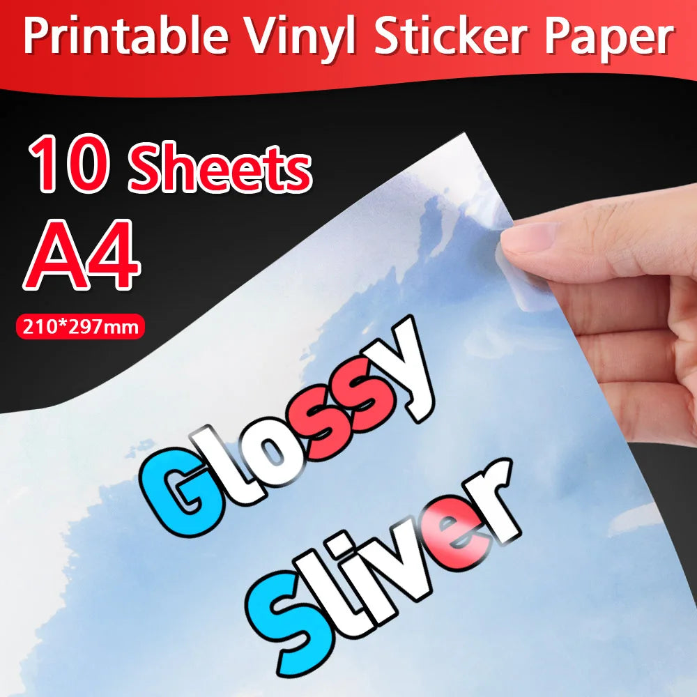 A4 Printable Vinyl Sticker Paper 10 Sheets – Waterproof Inkjet