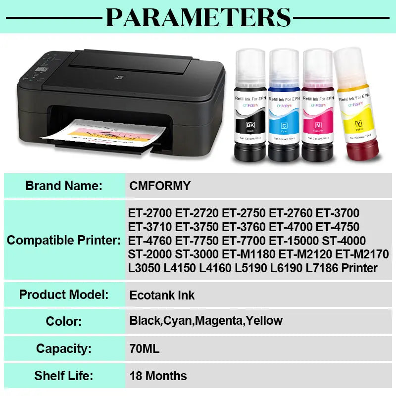 Epson EcoTank Refill Ink 103 BK/C/M/Y 70ml – 101 105 106 544