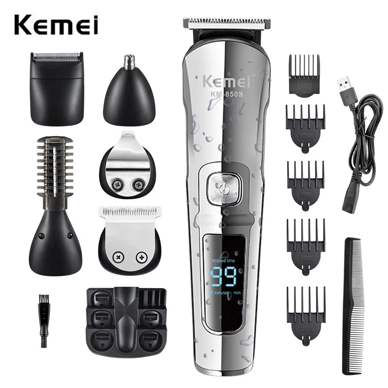 Kemei KM-8508 6-in-1 Waterproof Beard & Hair Trimmer for Men