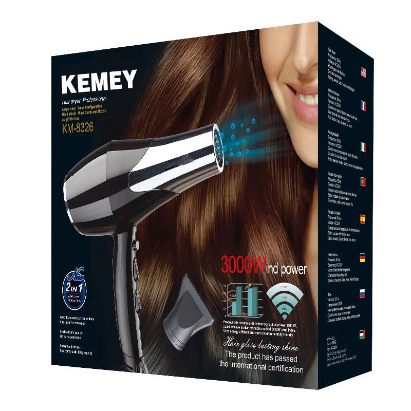 Kemei 1400W Pro Hair Dryer with Concentrator Nozzle | KM-8326