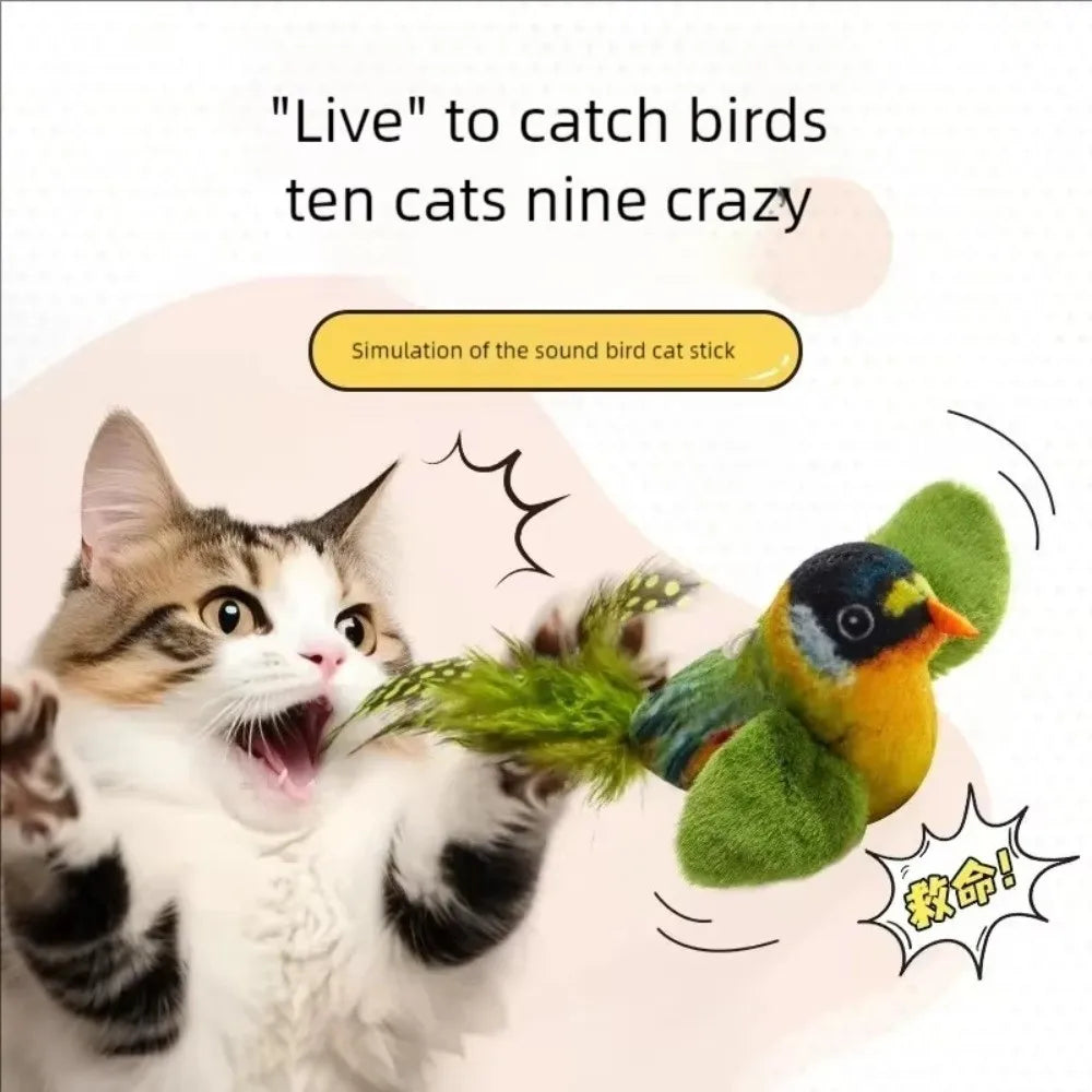 Flying Bird Cat Toy – Chirping Interactive Plush Bird