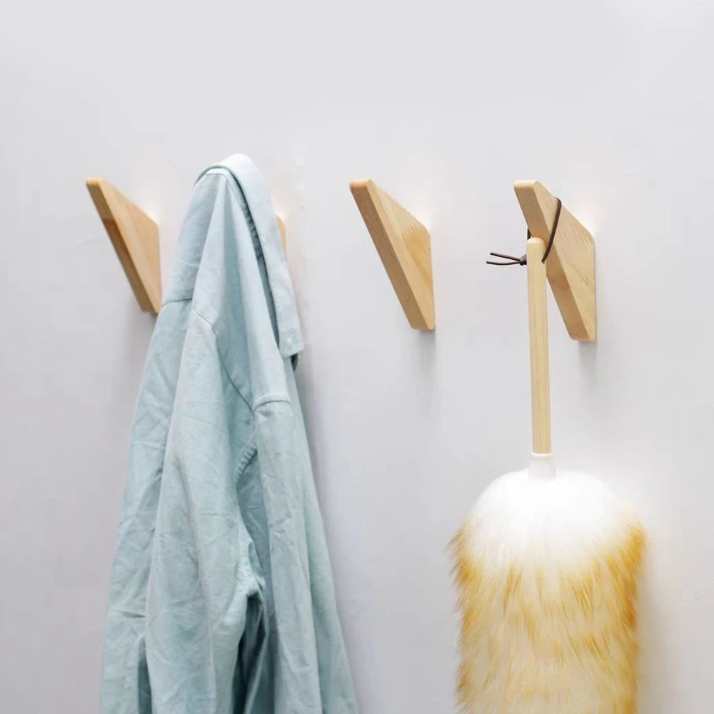 Triangle Wood Wall Hook – Coat, Hat & Key Hanger Rack