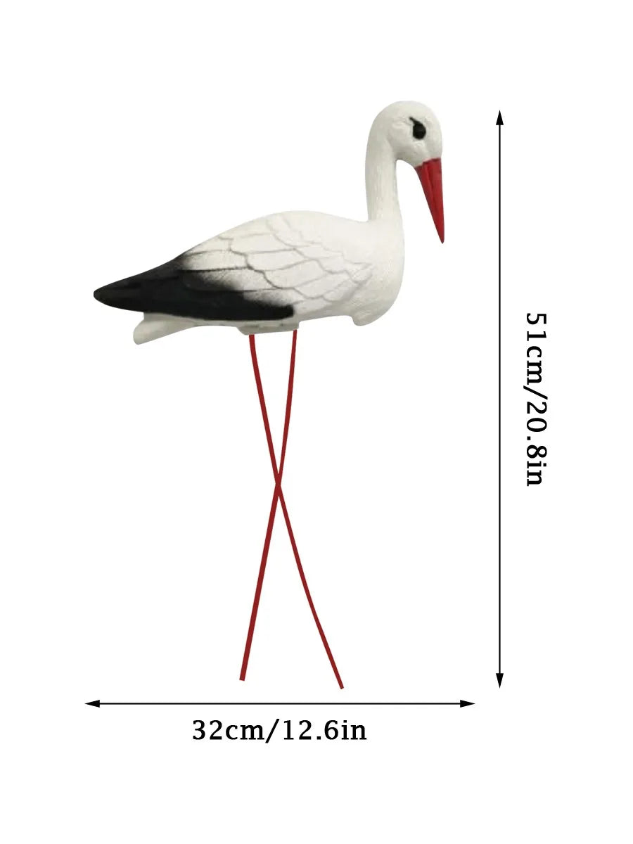 White Crane Resin Garden Statue – Pond & Rockery Decor