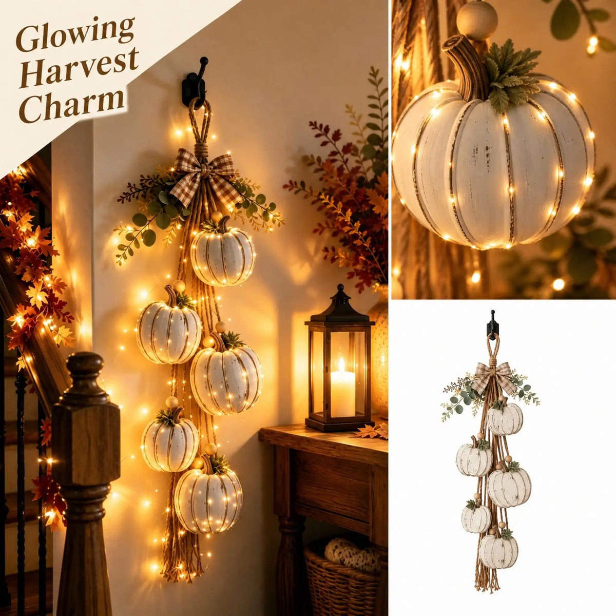 Pumpkin Wall Hanging Decor with Lights – 2D Halloween Ornament