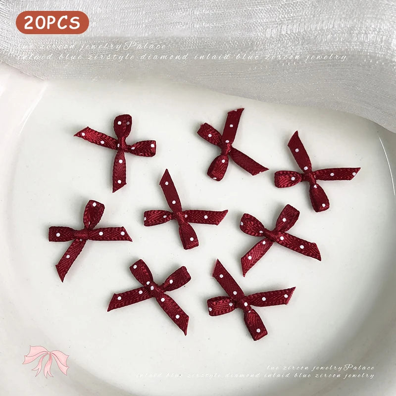 20Pcs Wave Dot Fabric Bow Nail Art Charms – DIY Nail Decor