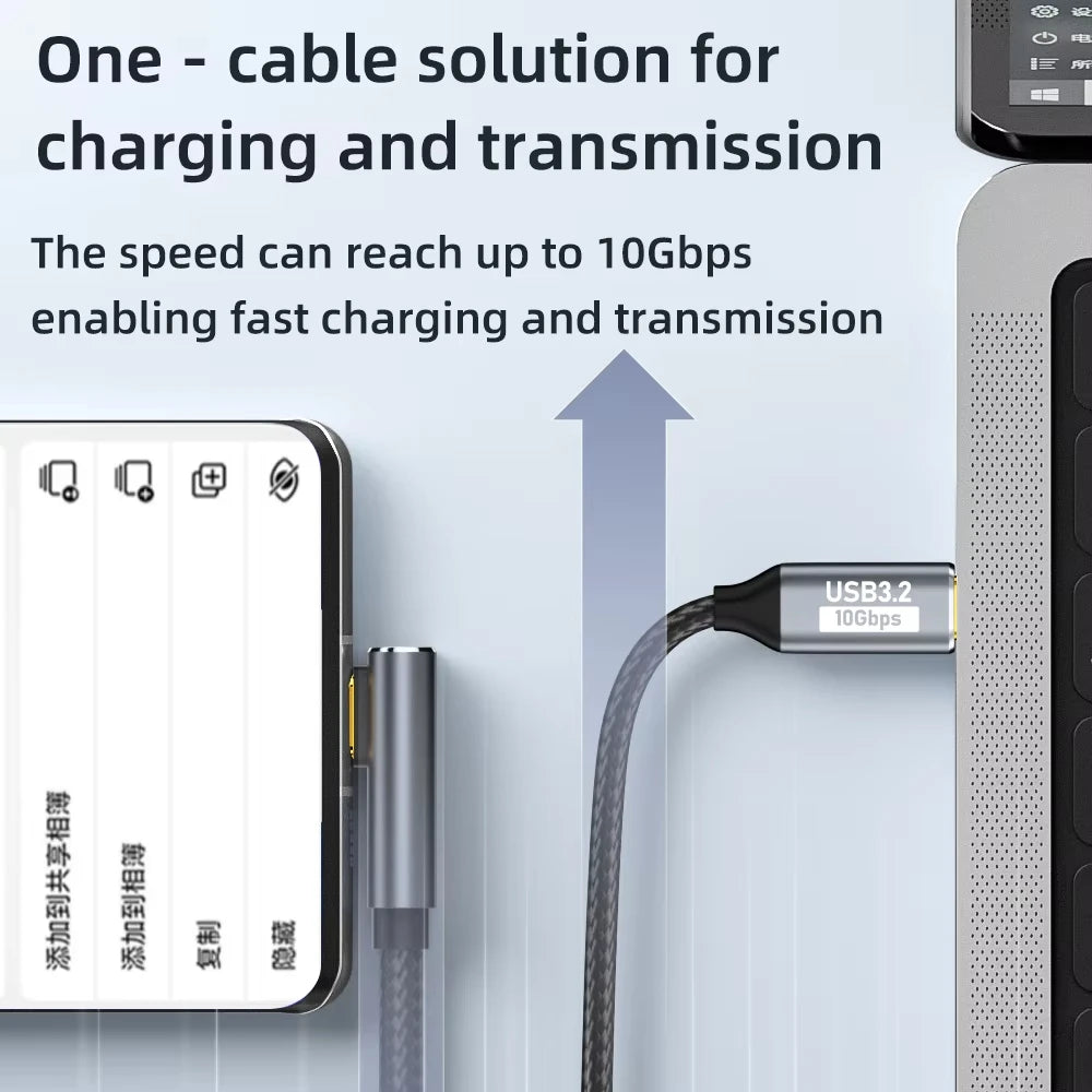 100W USB-C Gen2 Cable 10Gbps 4K@60Hz 5A Fast Charging Type-C