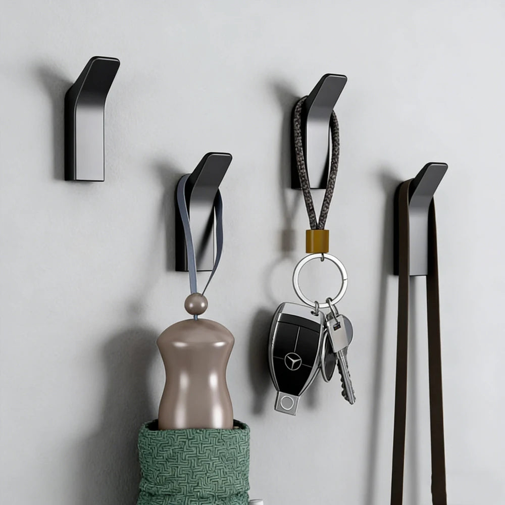 Black Matte Self-Adhesive Wall Hook – Towel & Coat Hanger