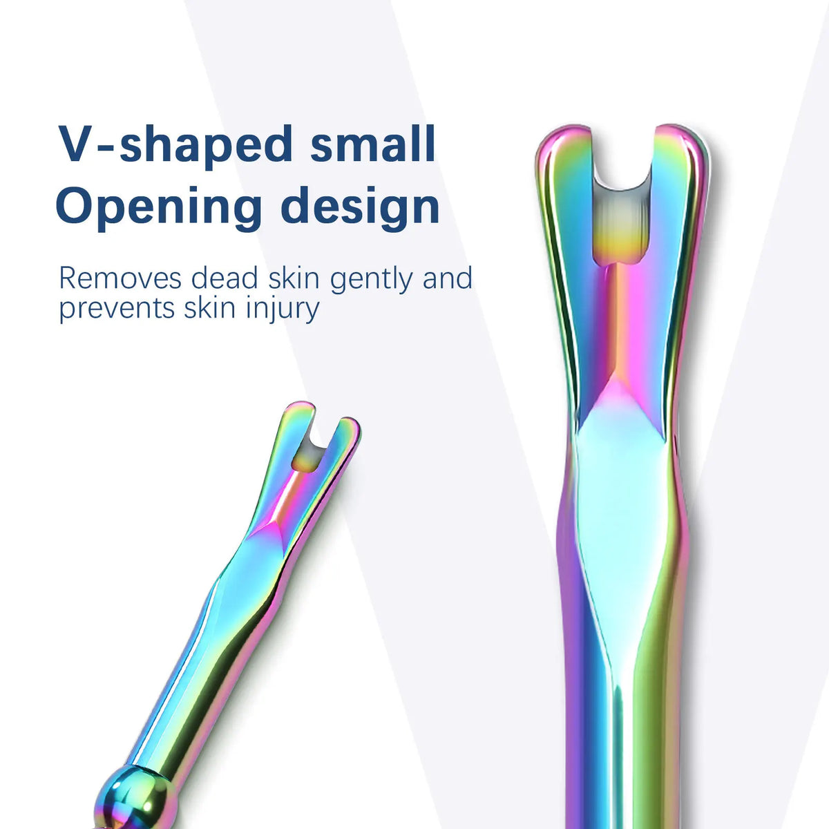 Rainbow Plated Double-Ended Cuticle Pusher | Stainless Steel