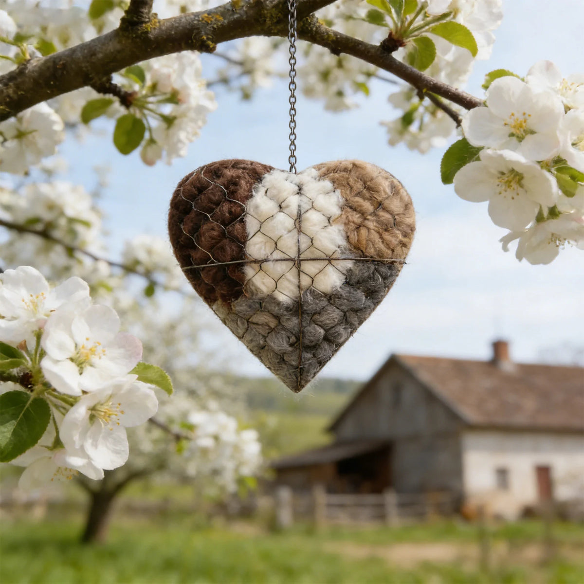 Handmade Heart Bird Nesting Holder – Refillable Cotton Fiber