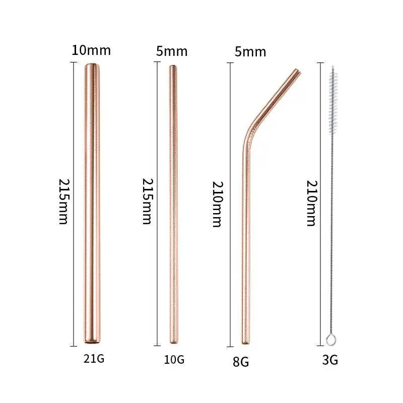 4-Pack Reusable Stainless Steel Straws with Cleaner Brush