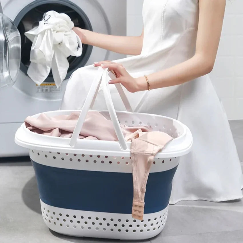 Collapsible Pop-Up Laundry Basket – Large Foldable Plastic Bin