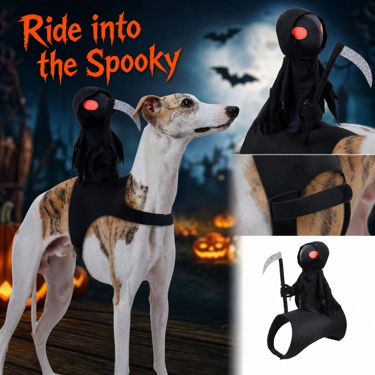 Pet Grim Reaper Halloween Costume – 3D Robe & Hood for Dogs & Cats