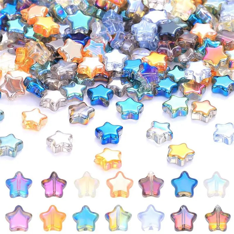 200Pcs Glass Crystal Star Spacer Beads – DIY Jewelry Making