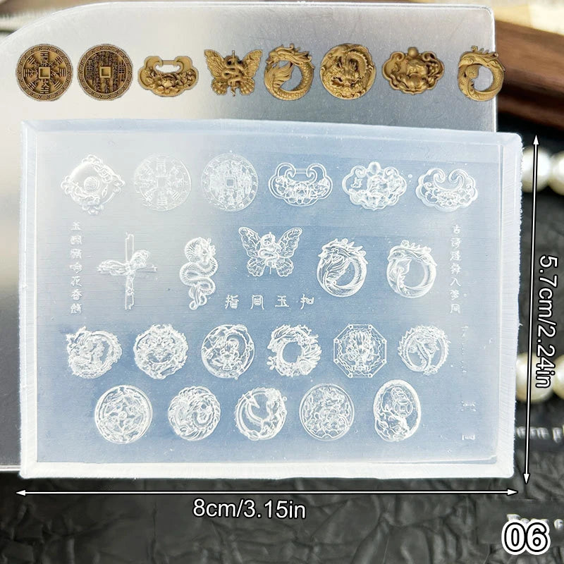 3D Silicone Nail Art Mold – Lotus Lantern Goldfish Carving Stencil