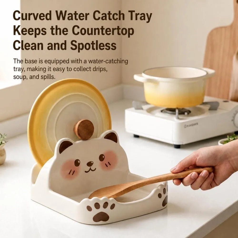 Bear Shape Pot Lid & Spatula Holder – ABS Countertop Rack