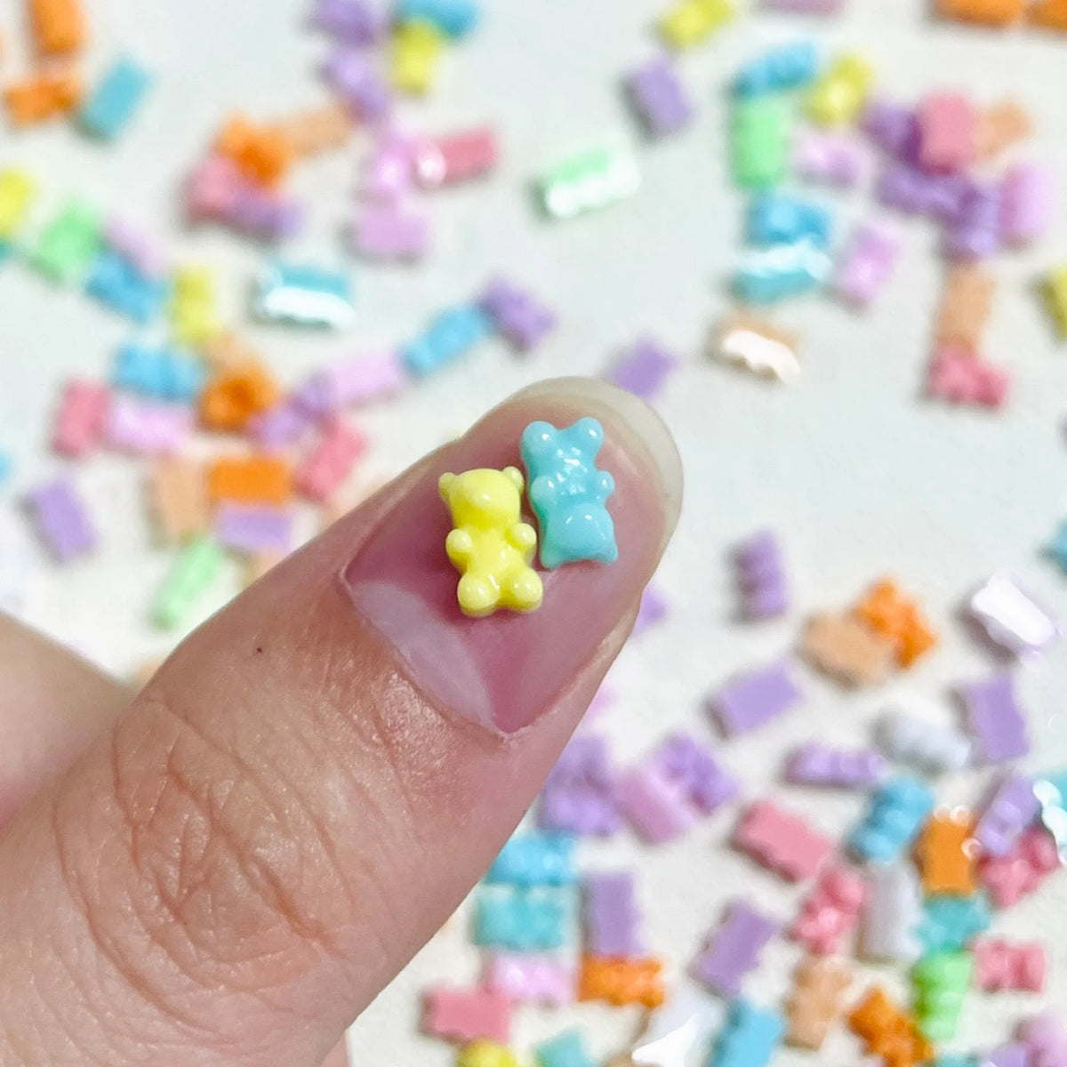 100pcs 3D Kawaii Jelly Bear Resin Nail Charms DIY Decoration