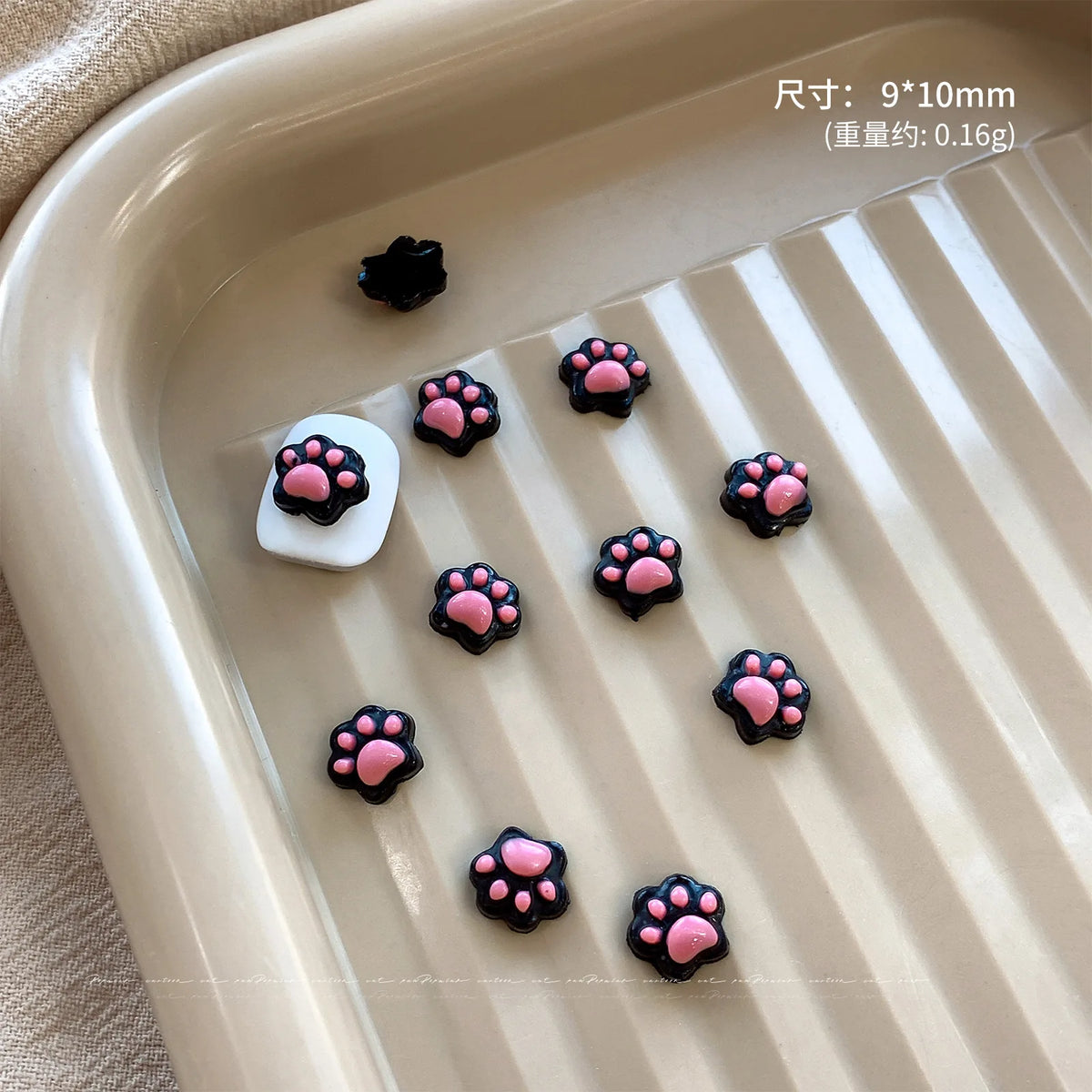 10pcs 3D Cat Paw Nail Charms Kawaii Acrylic Rhinestone Decor