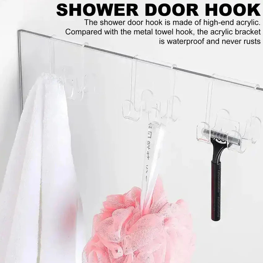 Acrylic Shower Door Hooks – Over Glass Door Towel Hooks