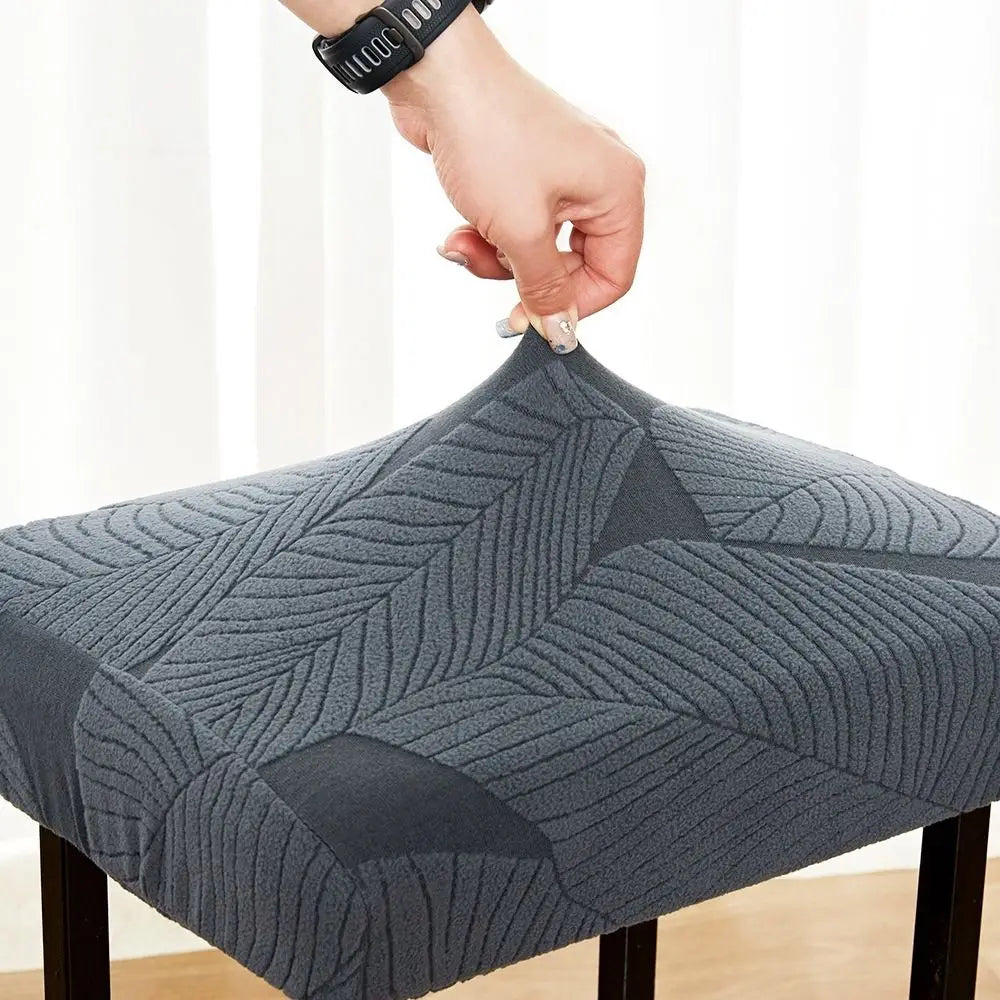 Jacquard Velvet Vanity Stool Cover | Stretchy Bench Seat Protector