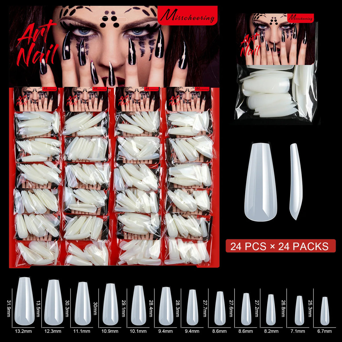 24-Pack Acrylic Press-On Fake Nails – Natural DIY Manicure Kit