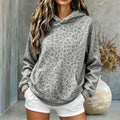 Women's Leopard Print Hoodie Loose Pullover Sweatshirt
