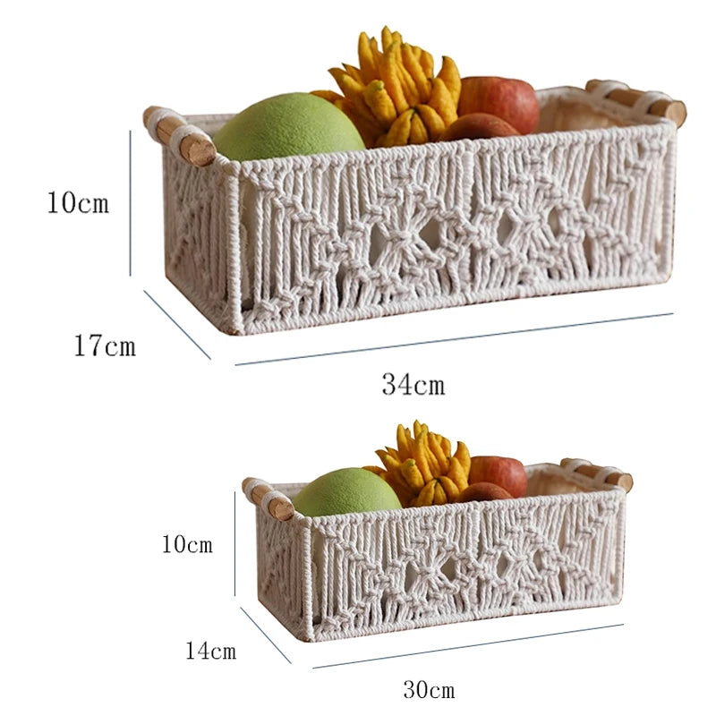 Nordic Cotton Rope Storage Basket | Rectangle Desktop Organizer