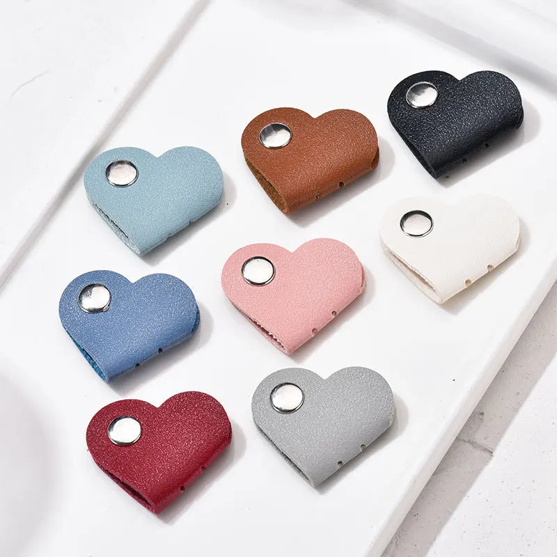 Heart-Shaped Leather Cable Winder & Headphone Cord Organizer