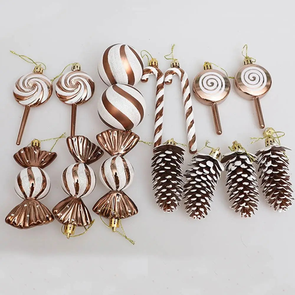 15-Pc Candy Cane Christmas Ball Ornaments – Xmas Tree Decor